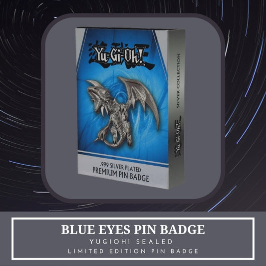 Yugioh! 1x Blue Eyes White Dragon XL Pin Badge - .999 Silver Plated Limited Edition (SEALED)