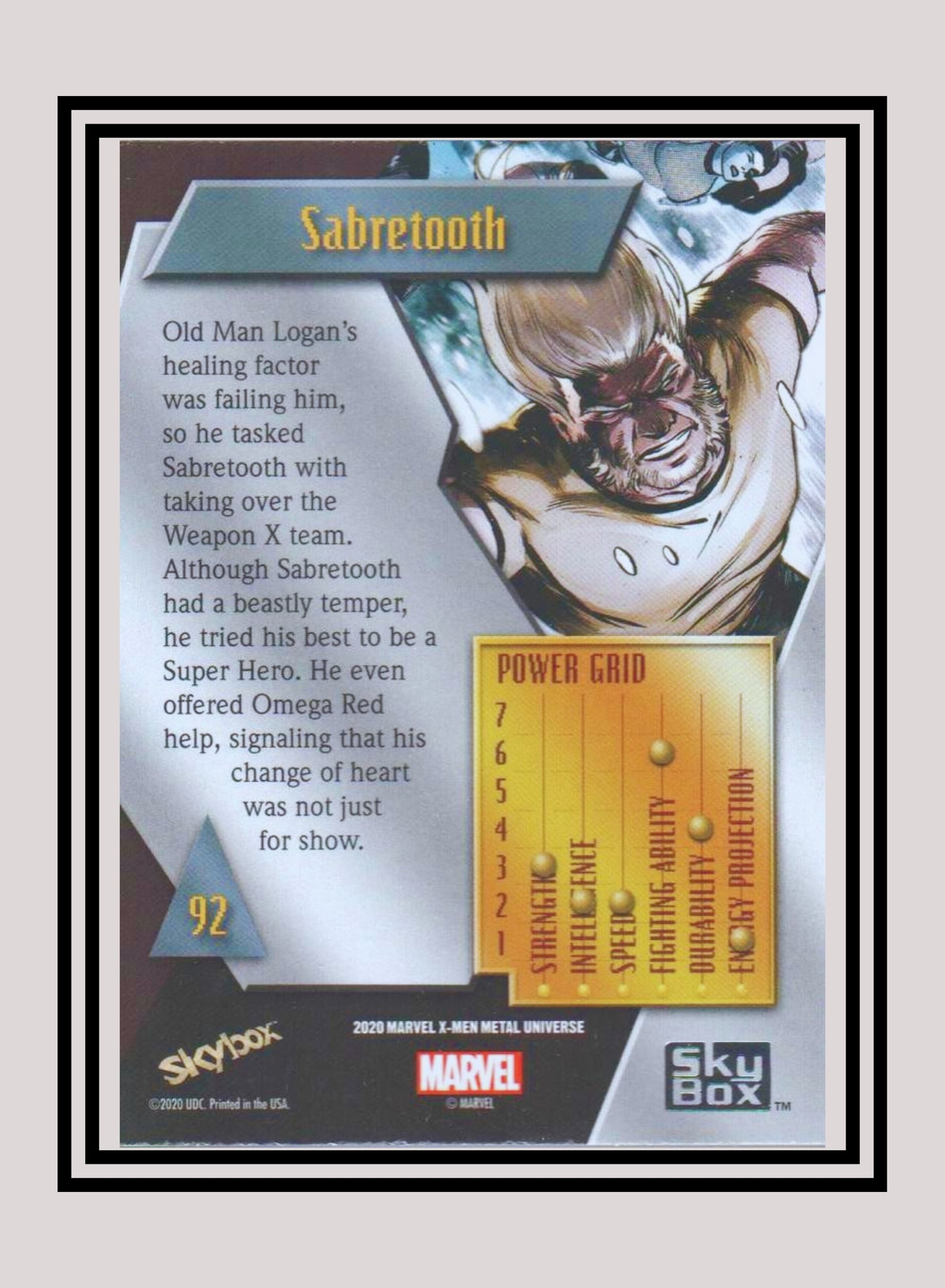 Marvel! 1x Sabretooth - Base Low Series (#092 - 2021 Upper Deck X-Men Metal Universe)