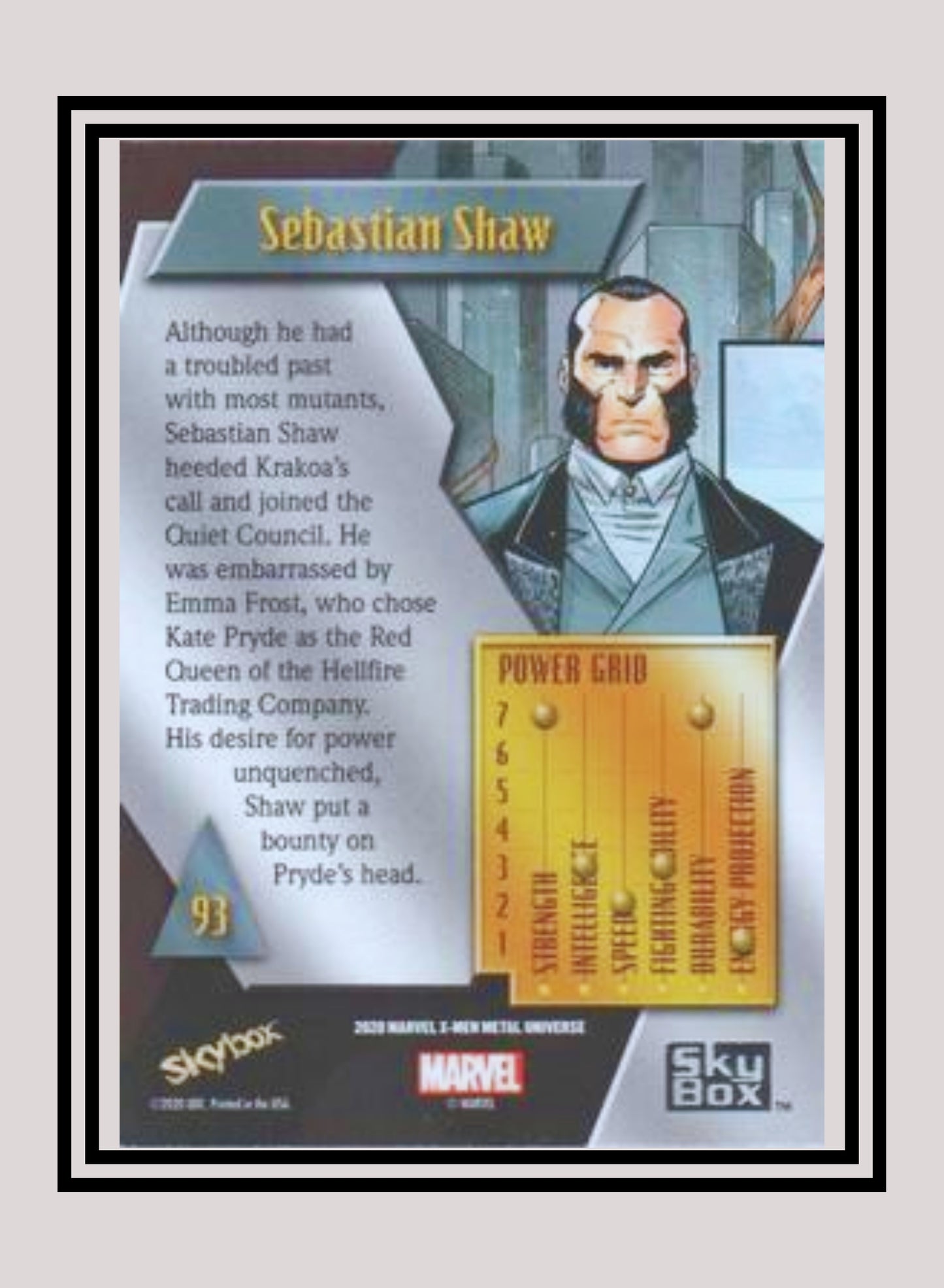 Marvel! 1x Sebastian Shaw - Base Low Series (#093 - 2021 Upper Deck X-Men Metal Universe)