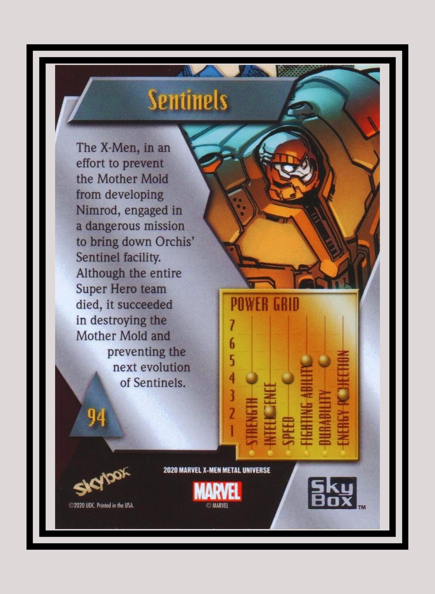 Marvel! 1x Sentinels - Base Low Series (#094 - 2021 Upper Deck X-Men Metal Universe)