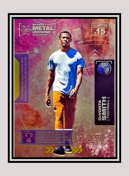 1x DeVonta Smith Football RC - Base (#015 - 2021 Skybox Metal Universe Champions)