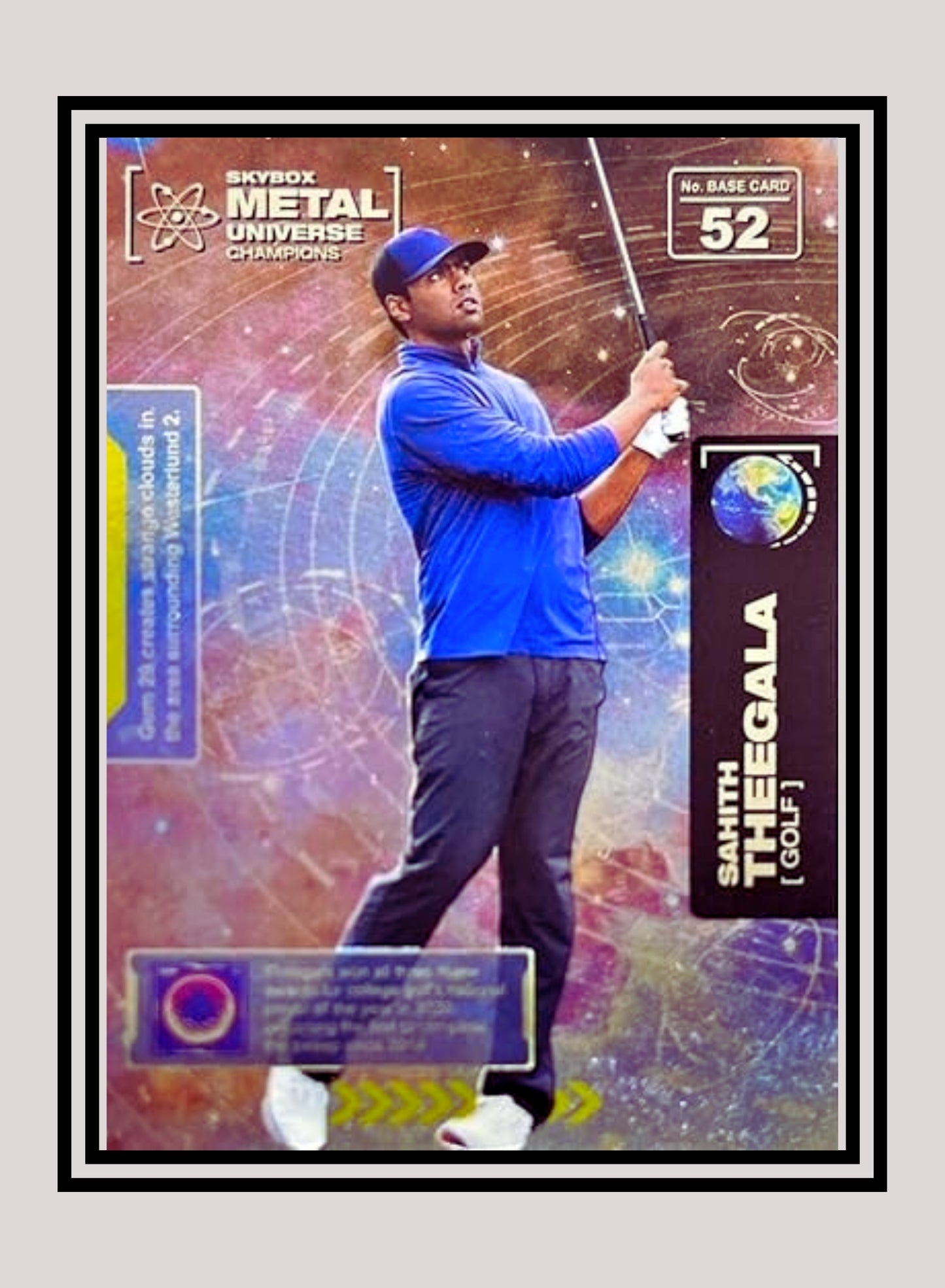 1x Sahith Theegala Golf RC - Base (#052 - 2021 Skybox Metal Universe Champions)