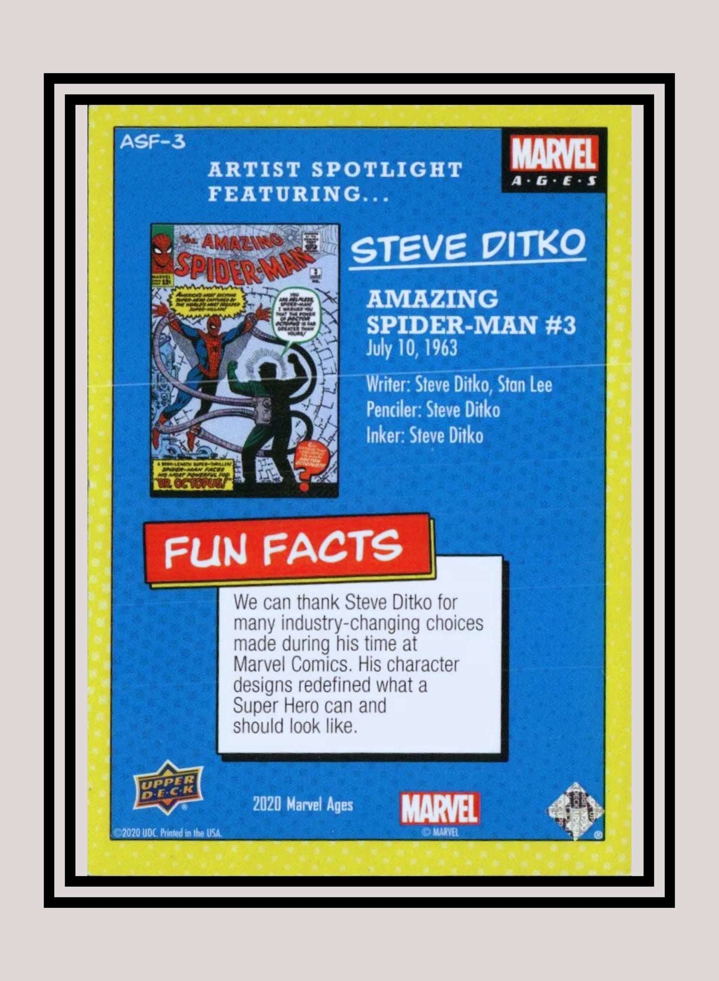 Marvel! 1x Amazing Spider-Man #3 - Inserts (ASF-3 - 2020 Upper Deck Marvel Ages)