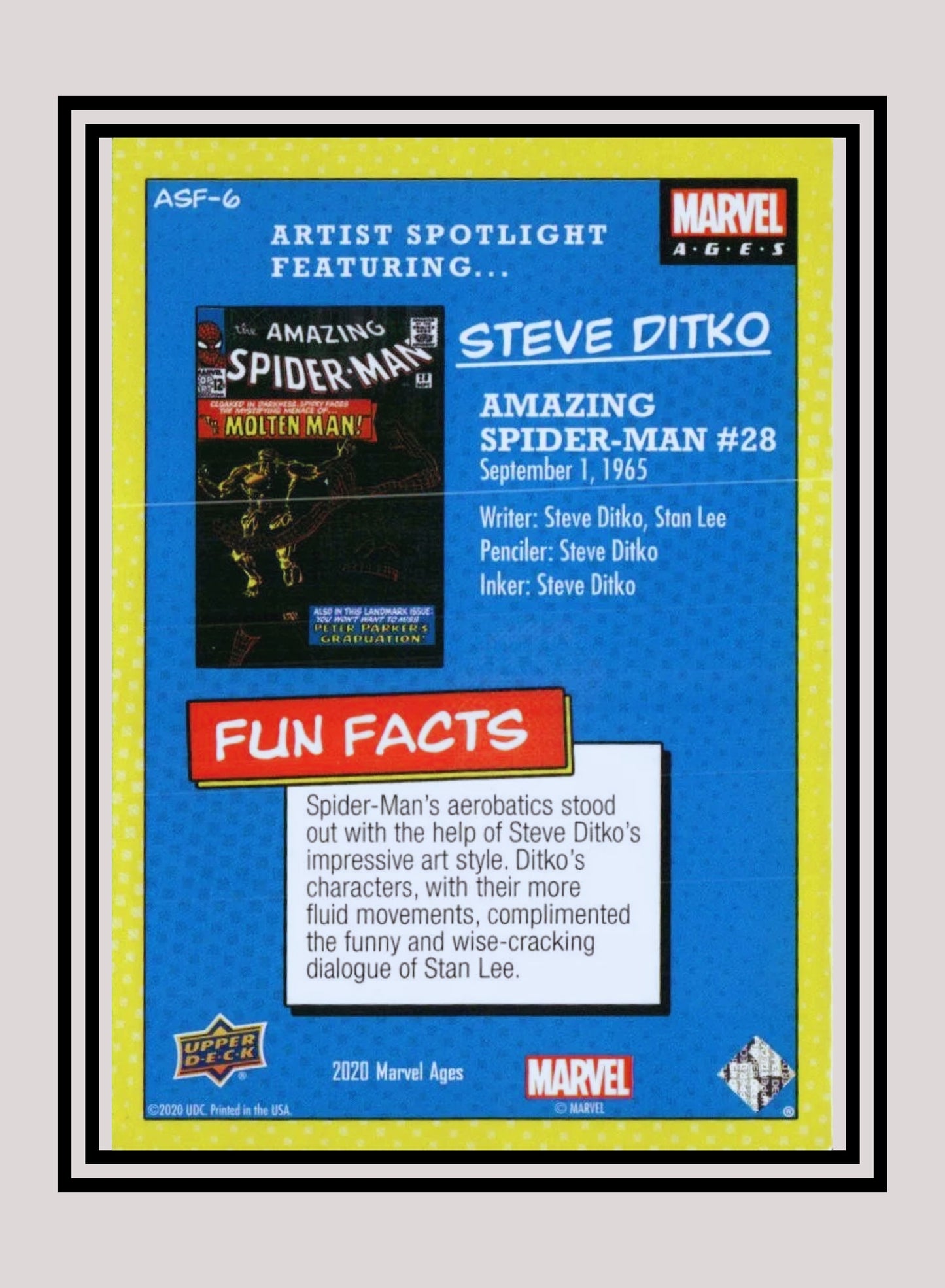 Marvel! 1x Amazing Spider-Man #28 - Inserts (ASF-6 - 2020 Upper Deck Marvel Ages)