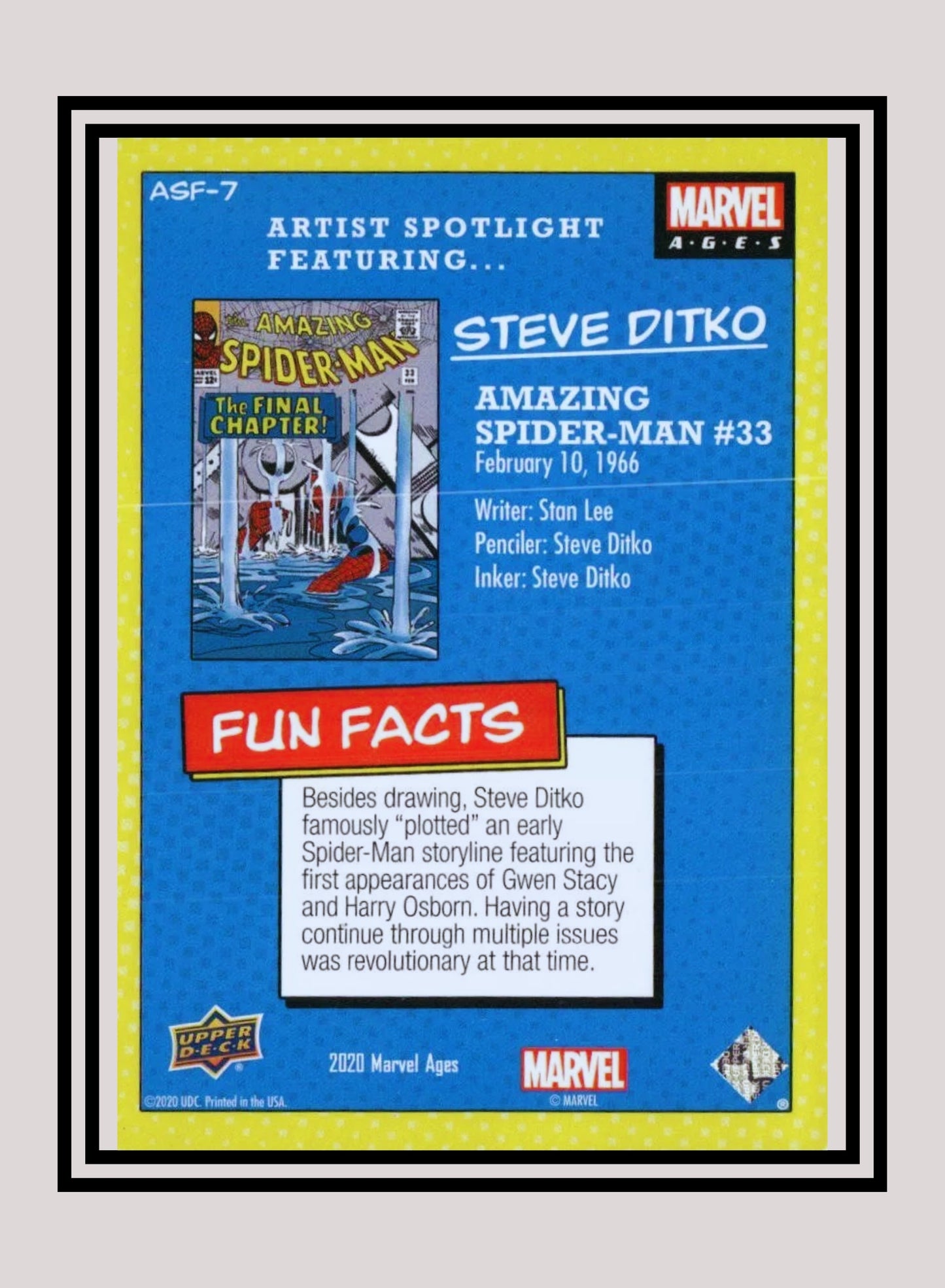 Marvel! 1x Amazing Spider-Man #33 - Inserts (ASF-7 - 2020 Upper Deck Marvel Ages)