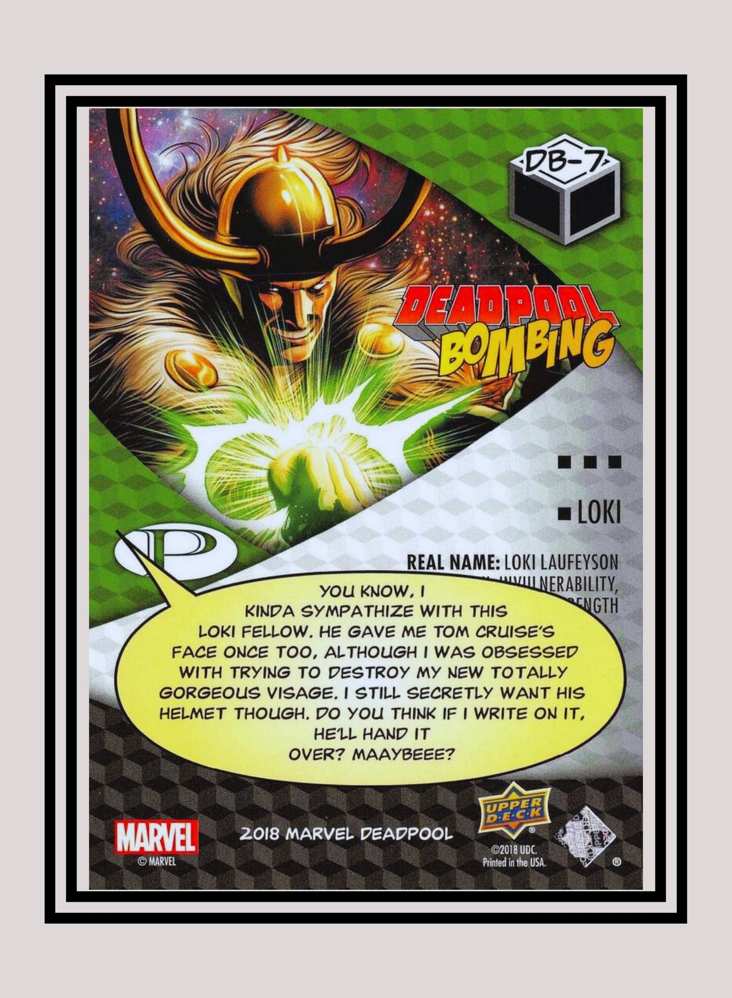 Marvel! 1x Loki - Insert (#DB7 - 2019 Upper Deck Deadpool)
