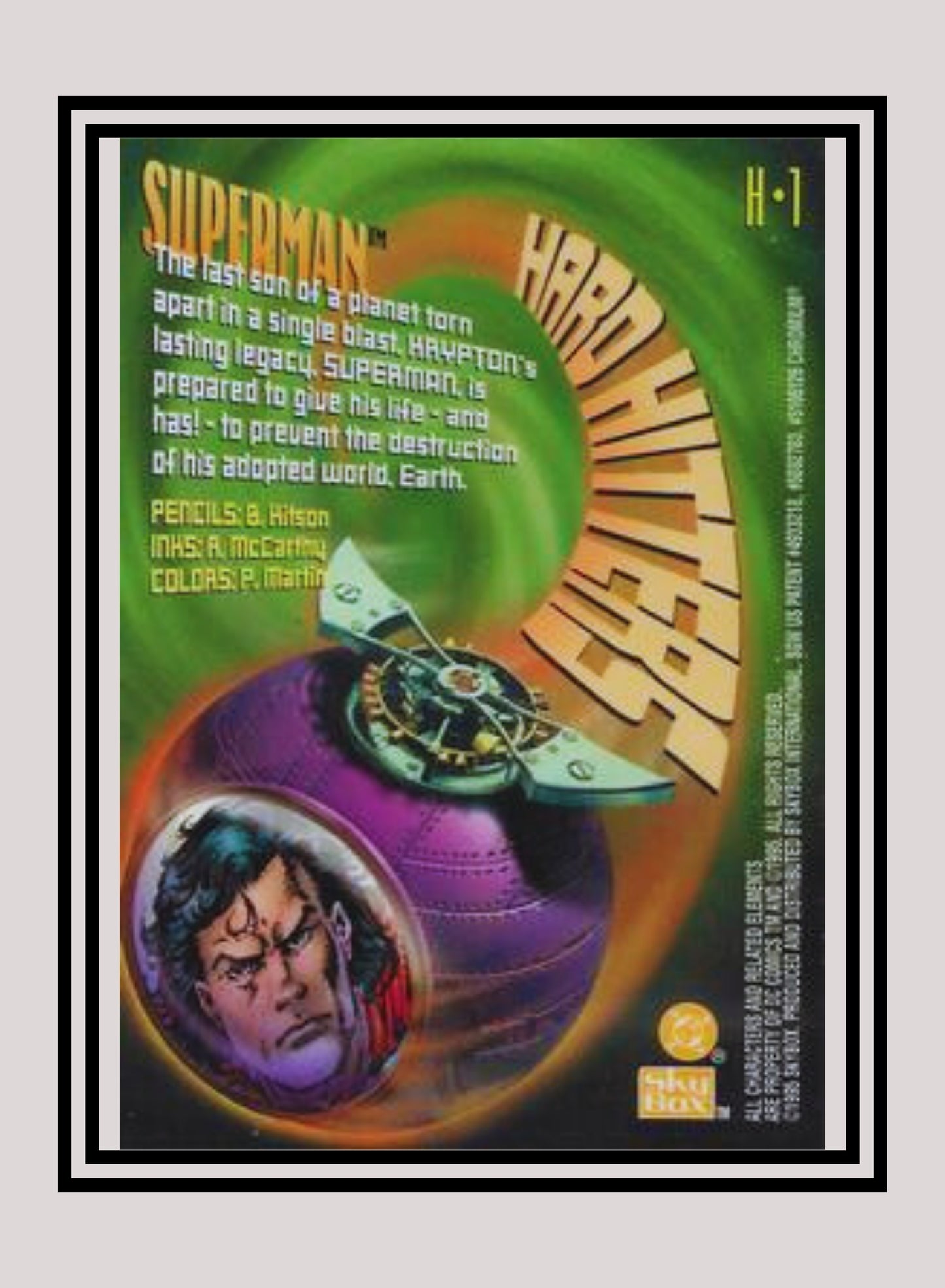 DC! 1x Superman - Hard Hitters Power Chrome (#H01 - 1995 SkyBox DC Power Chrome Legends)