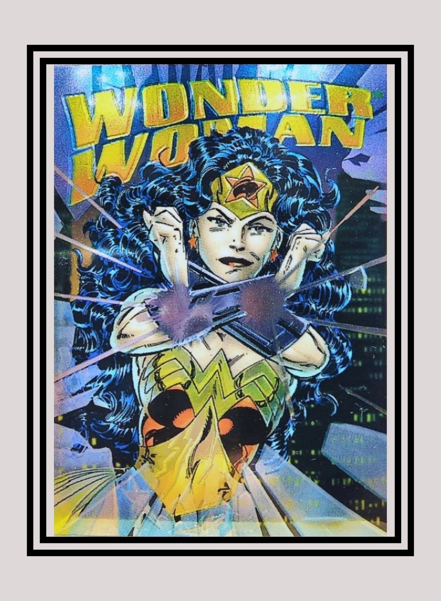 DC! 1x Wonder Woman - Hard Hitters Power Chrome (#H03 - 1995 SkyBox DC Power Chrome Legends)