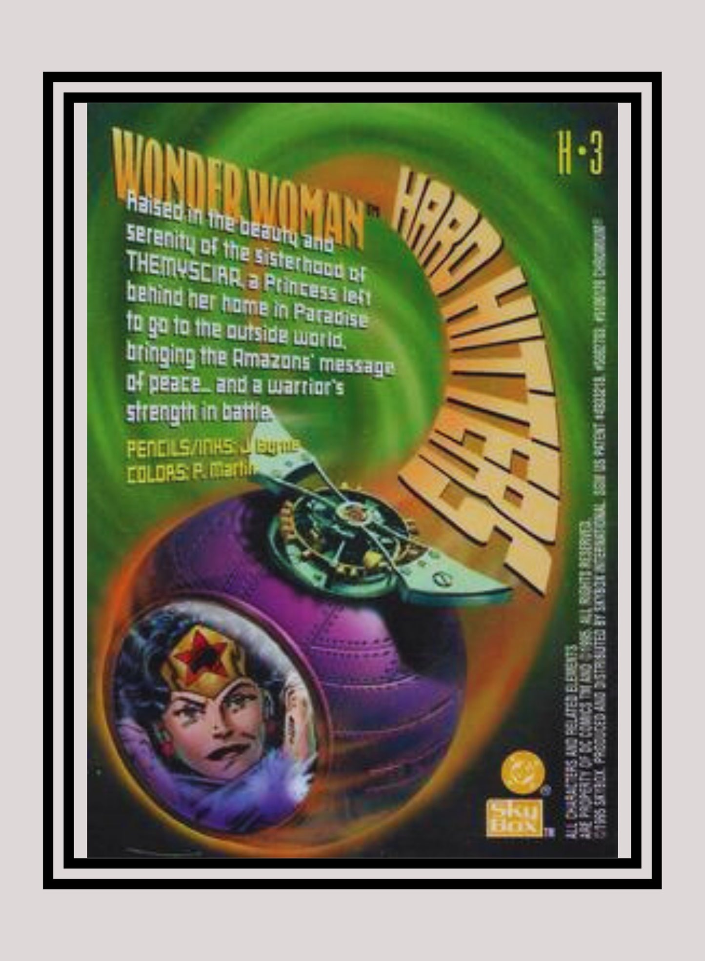 DC! 1x Wonder Woman - Hard Hitters Power Chrome (#H03 - 1995 SkyBox DC Power Chrome Legends)