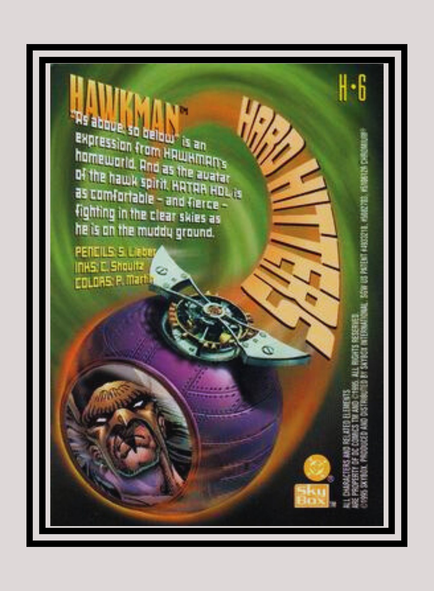 DC! 1x Hawkman - Hard Hitters Power Chrome (#H06 - 1995 SkyBox DC Power Chrome Legends)