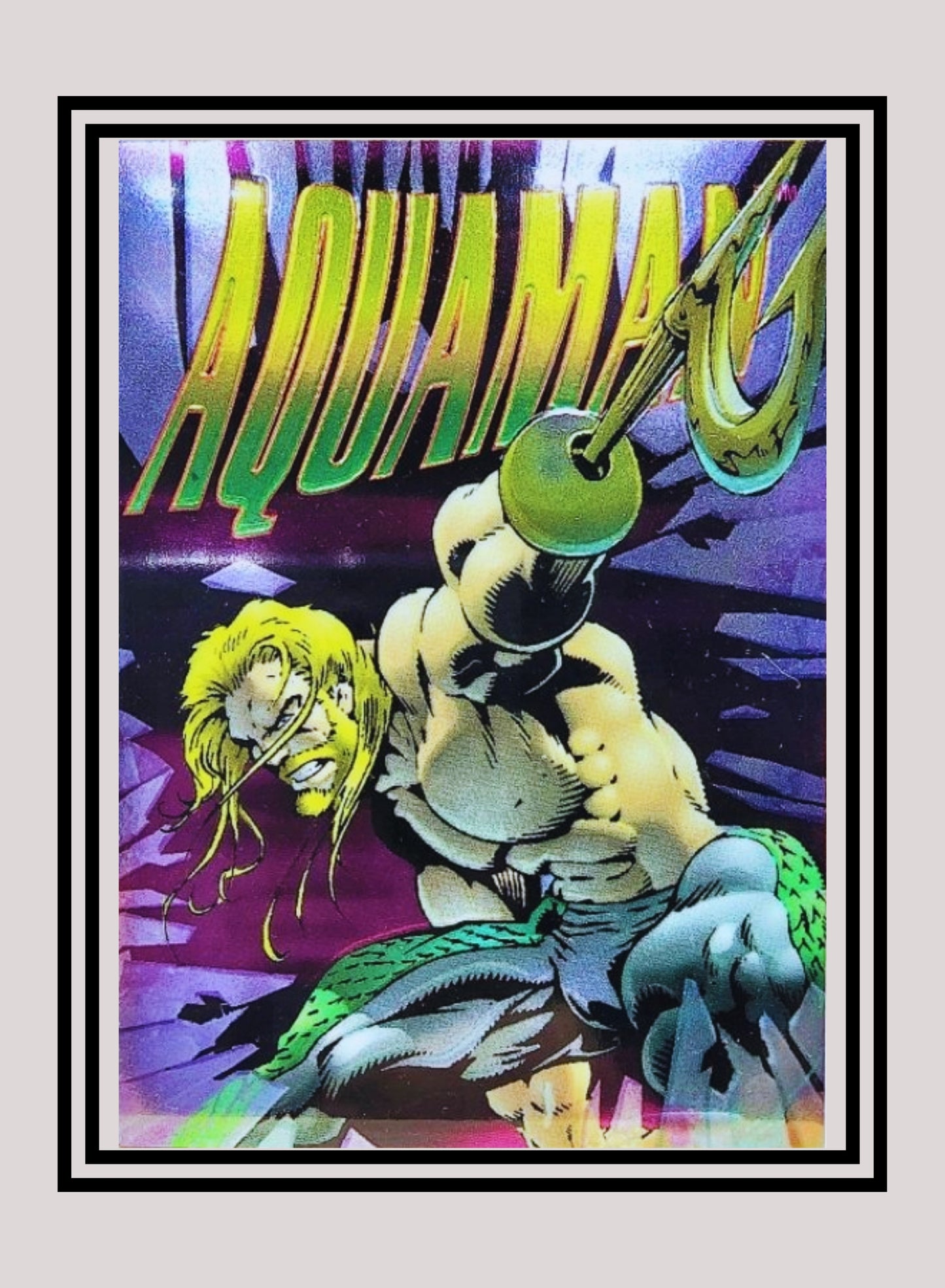 DC! 1x Aquaman - Hard Hitters Power Chrome (#H07 - 1995 SkyBox DC Power Chrome Legends)