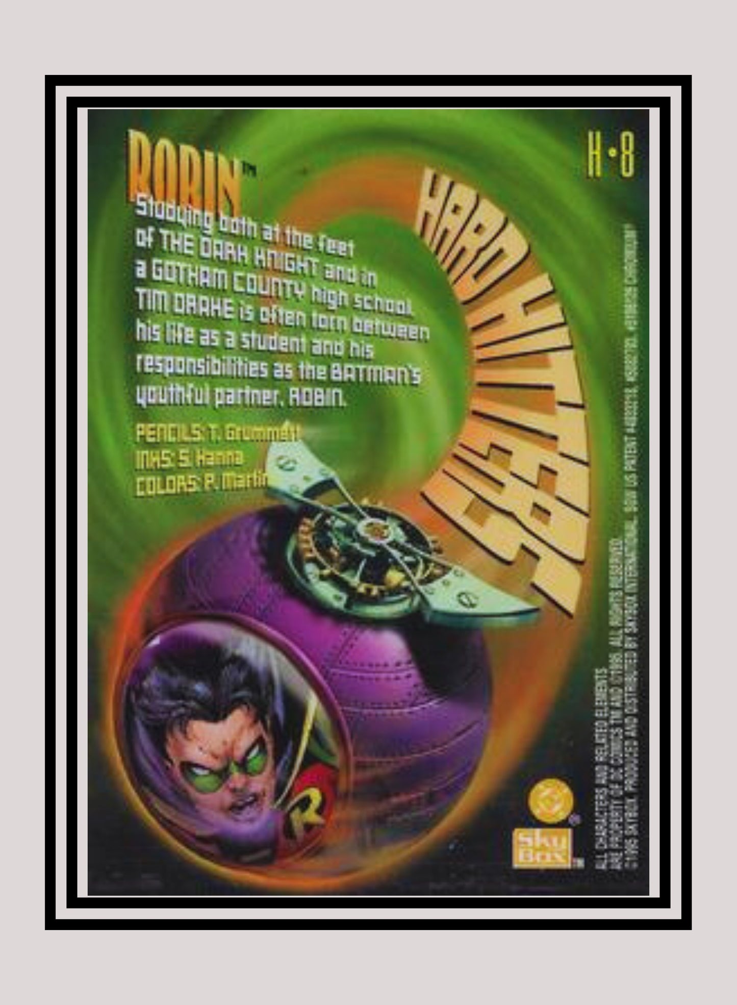 DC! 1x Robin - Hard Hitters Power Chrome (#H08 - 1995 SkyBox DC Power Chrome Legends)