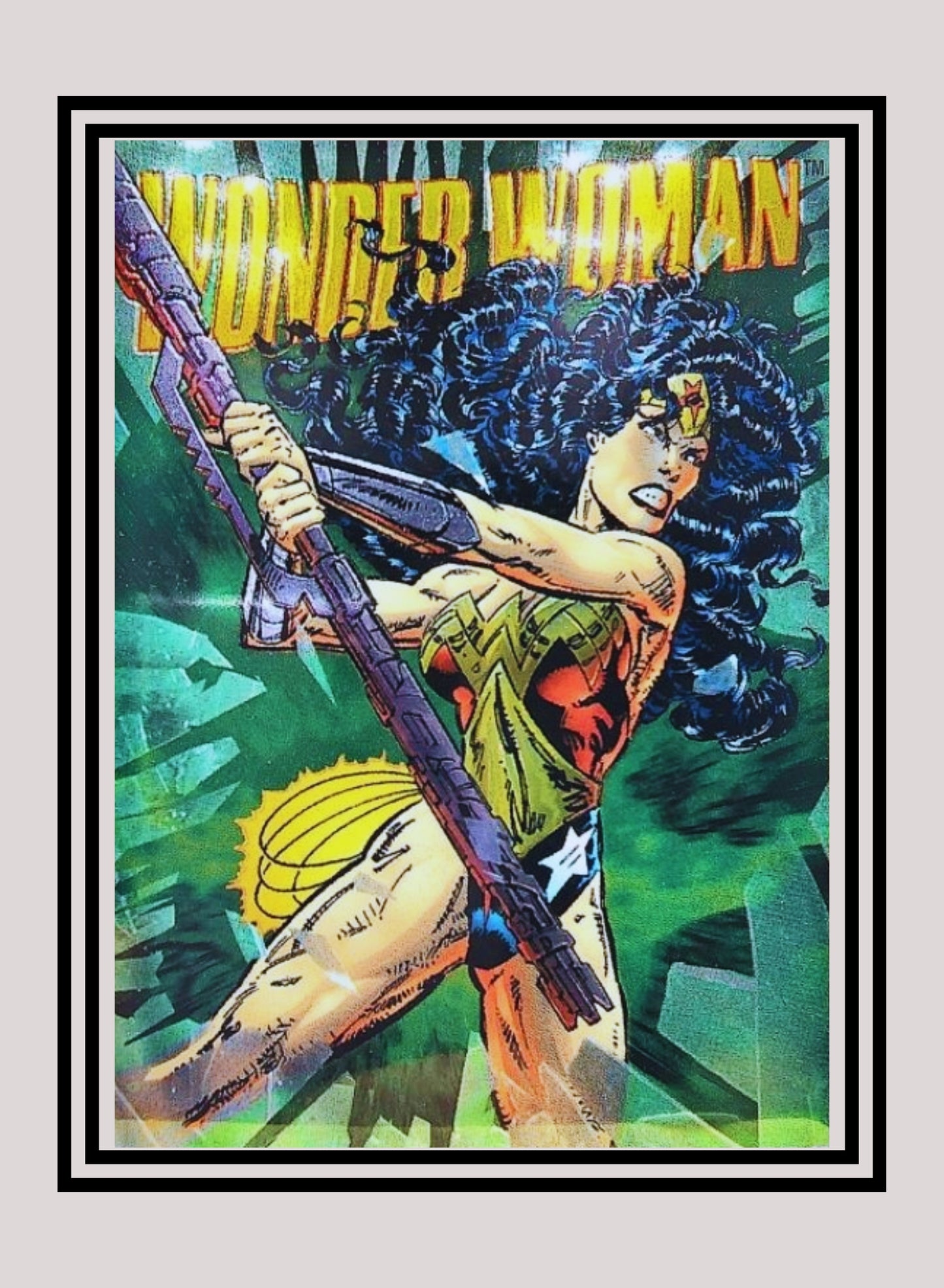 DC! 1x Wonder Woman - Hard Hitters Power Chrome (#H12 - 1995 SkyBox DC Power Chrome Legends)