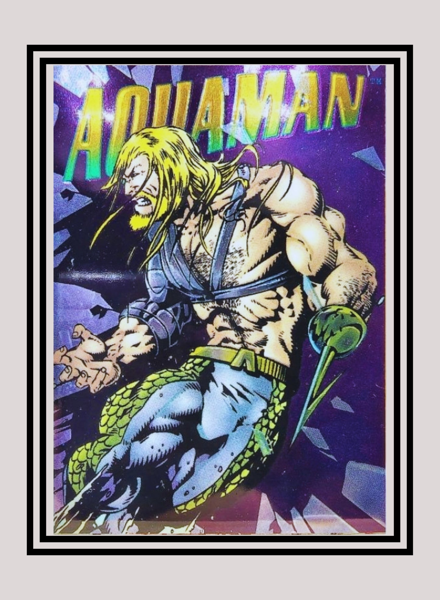 DC! 1x Aquaman - Hard Hitters Power Chrome (#H16 - 1995 SkyBox DC Power Chrome Legends)