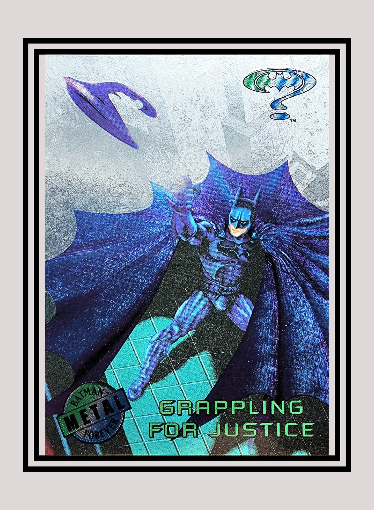 DC! 1x Grappling for Justice - Silver Flasher (#040 - 1995 Fleer Batman Forever Metal)