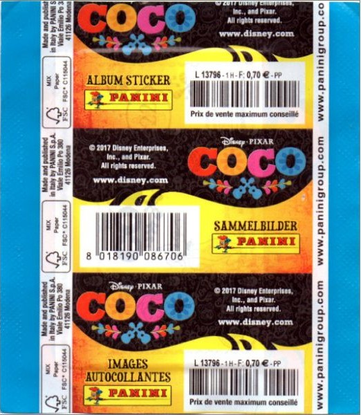 1x 2017 Panini Disney Pixar Coco - Sticker Pack (SEALED)