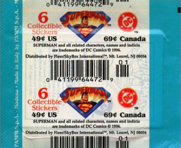 1x 1996 Skybox Superman - Sticker Pack (SEALED)