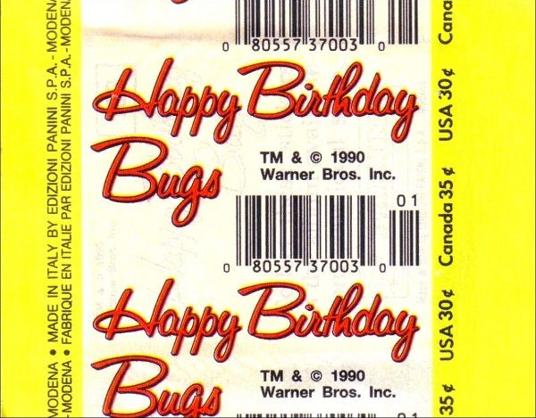 1x 1990 Panini Bugs Bunny Happy Birthday Bugs - Sticker Pack (SEALED)