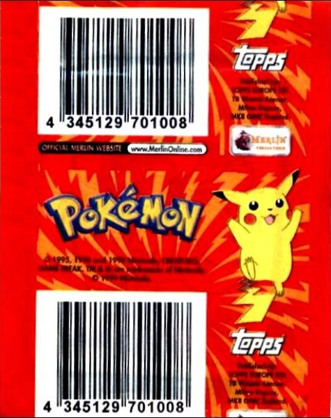 1x 1999 Merlin Topps Pokemon - Sticker Pack (SEALED)