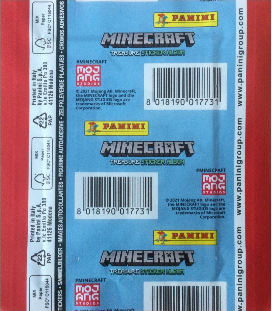 1x 2021 Panini Minecraft Treasure - Sticker Pack (SEALED)