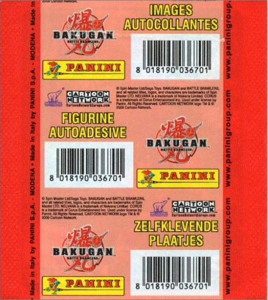 1x 2009 Panini Bakugan Battle Brawlers - Sticker Pack (SEALED)