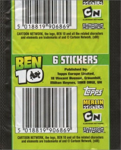 1x 2008 Merlin Ben 10 - Sticker Pack (SEALED)