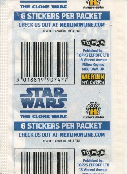 1x 2008 Merlin Star Wars The Clone Wars - Sticker Pack (SEALED)